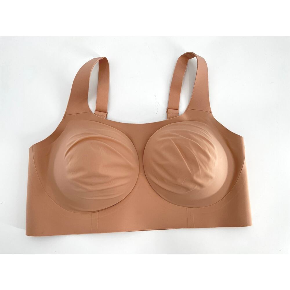Evelyn Bobbie Structured Scoop Bra Sz L Beige Pull Over Wireless Smoothing